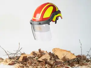 Safety helmet fitted with a clear face shield visor