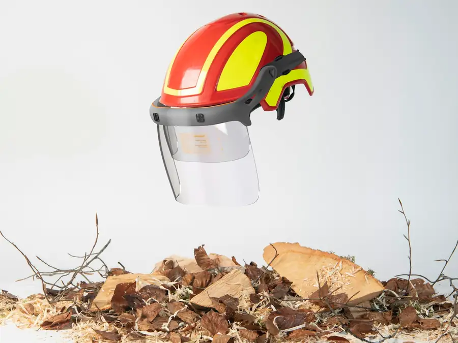 Safety helmet fitted with a clear face shield visor