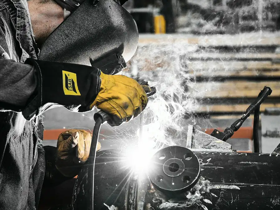 Welder working on a steel fabrication